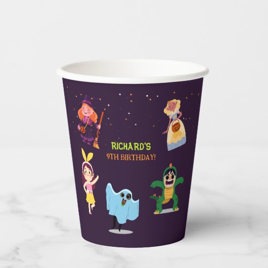 かわいいハロウィンの衣装モダン誕生日パーティー 紙コップ (正面)