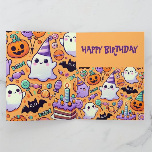 かわいいハロウィンの誕生日グリーティングカード カード (内部)