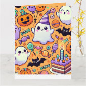 かわいいハロウィンの誕生日グリーティングカード カード (黄色い花)