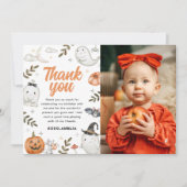 かわいいハロウィンの誕生日写真の感謝カード サンキューカード (正面)