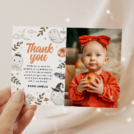 かわいいハロウィンの誕生日写真の感謝カード サンキューカード