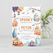 かわいいハロウィンの誕生日招待状 招待状 (スタンド正面)