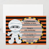 かわいいハロウィンの誕生日 招待状 (正面/裏面)