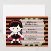 かわいいハロウィンの誕生日 招待状 (正面/裏面)