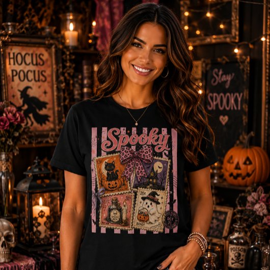 かわいいハロウィンの郵便切手の幽霊猫 Tシャツ