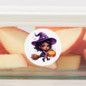 かわいいハロウィンの魔女ステッカー – かわいい魔法使い ラベル (貼付)