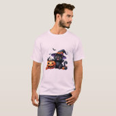 かわいいハロウィンの魔女猫とカボチャの友達 🐾🎃 Tシャツ (正面フル)