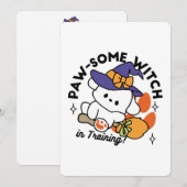 かわいいハロウィンの魔女見習い - ハロウィンのかわいい犬 シーズンカード (正面/裏面)