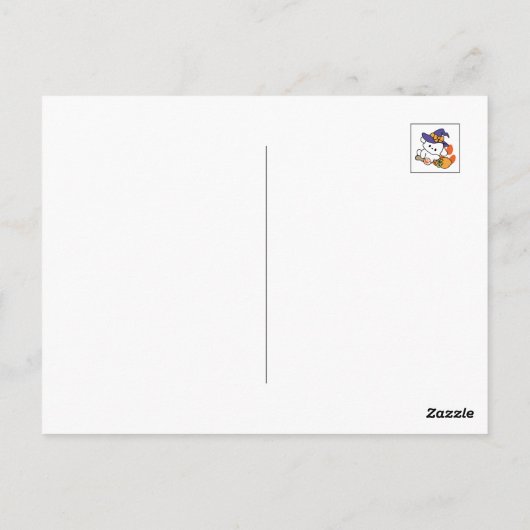 かわいいハロウィンの魔女見習い - ハロウィンのかわいい犬 ポストカード (裏面)