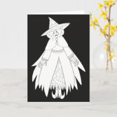 かわいいハロウィンの魔女 カード (黄色い花)