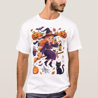 かわいいハロウィンの魔女 Tシャツ