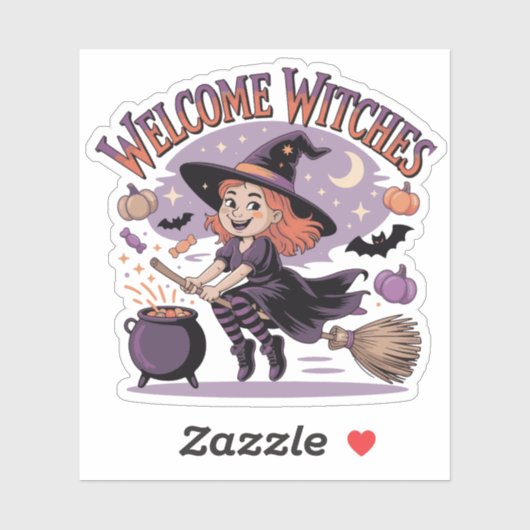 かわいいハロウィンの魔女 - Welcome Witches シール (シート)