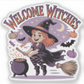 かわいいハロウィンの魔女 - Welcome Witches シール (正面)