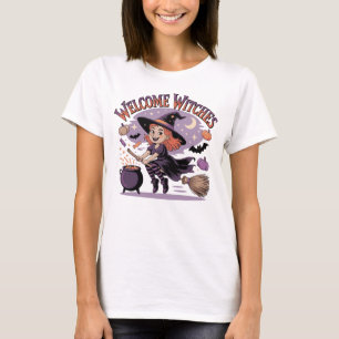 かわいいハロウィンの魔女 - Welcome Witches Tシャツ