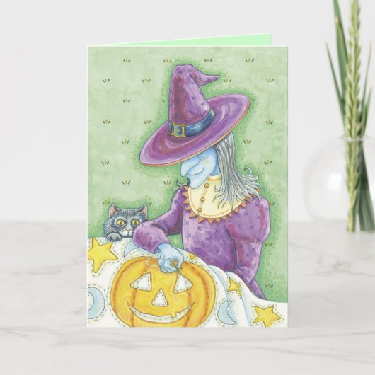 かわいいハロウィンの魔法使いカード カード (正面)
