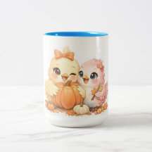 かわいいハロウィンの鳥のペアの陶磁器マグ
