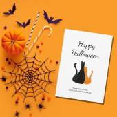 かわいいハロウィンの黒オレンジ色の猫 シーズンカード