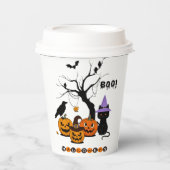 かわいいハロウィンの黒猫とかぼちゃ 紙コップ (正面)
