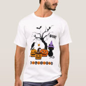かわいいハロウィンの黒猫とかぼちゃ Tシャツ (正面)