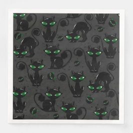 かわいいハロウィンの黒猫と緑の目