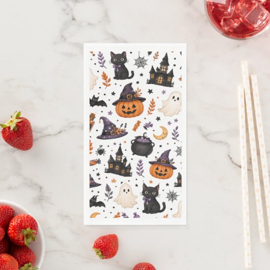 かわいいハロウィンの黒猫シームレスパターン (インサイチュ)