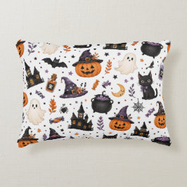 かわいいハロウィンの黒猫シームレスパターン アクセントクッション