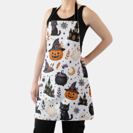 かわいいハロウィンの黒猫シームレスパターン エプロン