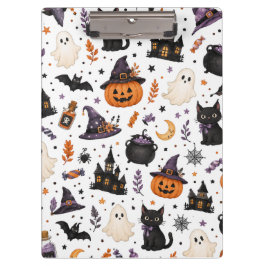 かわいいハロウィンの黒猫シームレスパターン クリップボード