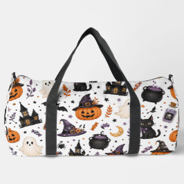 かわいいハロウィンの黒猫シームレスパターン ダッフルバッグ