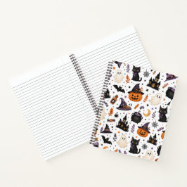 かわいいハロウィンの黒猫シームレスパターン ノートブック