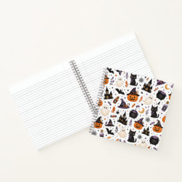 かわいいハロウィンの黒猫シームレスパターン ノートブック