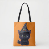 かわいいハロウィンの黒猫 トートバッグ (正面)