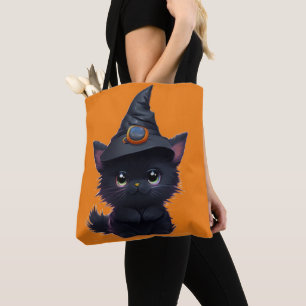 かわいいハロウィンの黒猫 トートバッグ