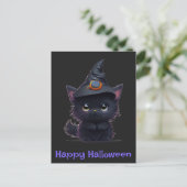かわいいハロウィンの黒猫 ポストカード (スタンド正面)