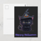 かわいいハロウィンの黒猫 ポストカード (正面/裏面)