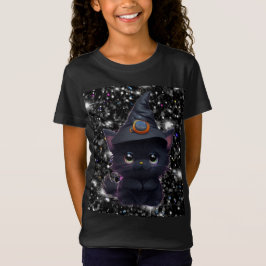 かわいいハロウィンの黒猫 Tシャツ