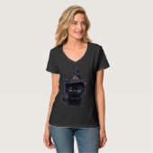 かわいいハロウィンの黒猫 Tシャツ (正面フル)