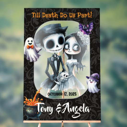 かわいいハロウィンウェディングウェルカムサイン アクリルサイン (ニュートラル)