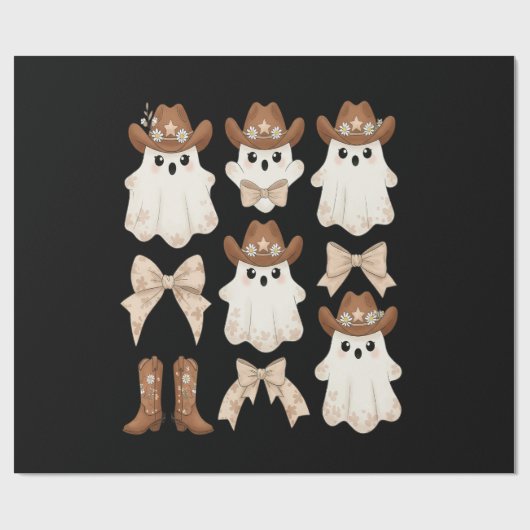 かわいいハロウィンカウボーイの幽霊 ラッピングペーパー (フラット)