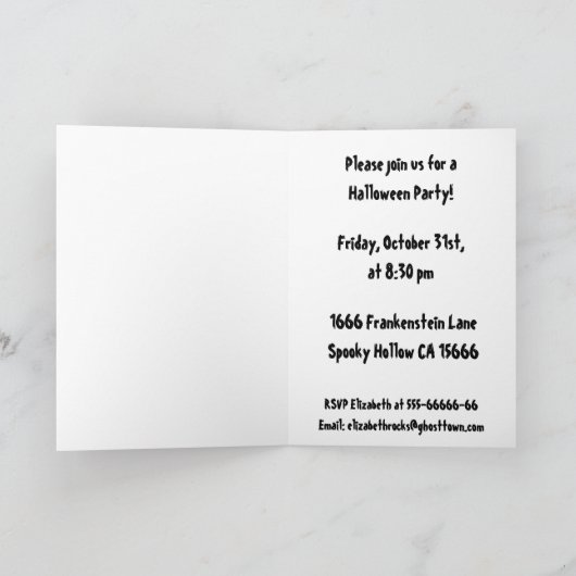 かわいいハロウィンカエル 招待状 (内部)