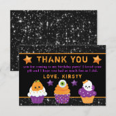 かわいいハロウィンカップケーキ誕生日 サンキューカード (正面/裏面)