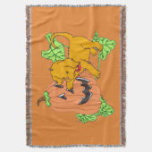 かわいいハロウィンカボチャと子犬 スローブランケット (正面縦)