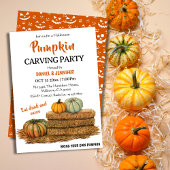 かわいいハロウィンカボチャ彫刻パーティー 招待状