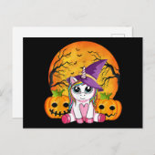 かわいいハロウィンガールズウィッチユニコーンハロウィーン シーズンポストカード (正面/裏面)