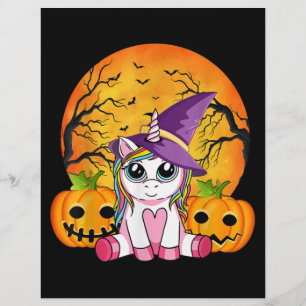 かわいいハロウィンガールズウィッチユニコーンハロウィーン チラシ