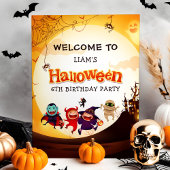 かわいいハロウィンキッズオレンジの誕生日パーティーへようこそ ポスター