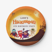かわいいハロウィンキッズオレンジの誕生日パーティー ペーパープレート (正面)