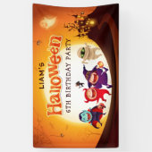 かわいいハロウィンキッズオレンジの誕生日パーティー 横断幕 (縦)