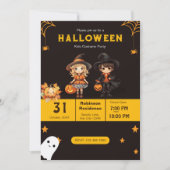かわいいハロウィンキッズコスチュームパーティの招待状 (正面)