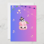 かわいいハロウィンキッズハローウィンパーティかわいいピンク 招待状 (裏面)